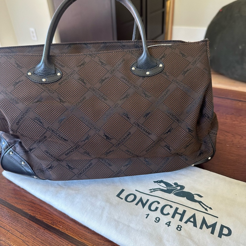 Longchamp Canvas Logo Tote